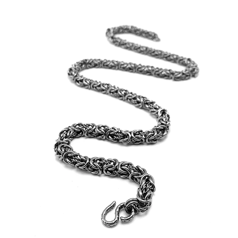 Healthy Mens Chian Pure Titanium  9X600 Mm Handmade Necklace Assemble By Small Rings