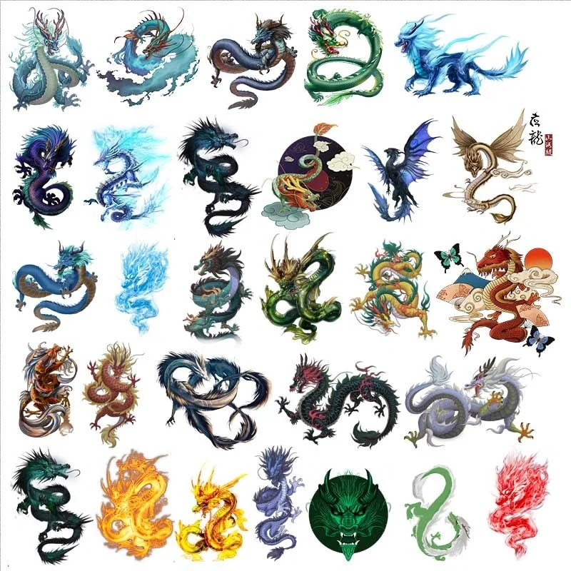 Fashion Colorful Dragon Faucet Iron On Patches For DIY Heat Transfer Clothes T-Shirt Thermal Stickers Decoration Printing