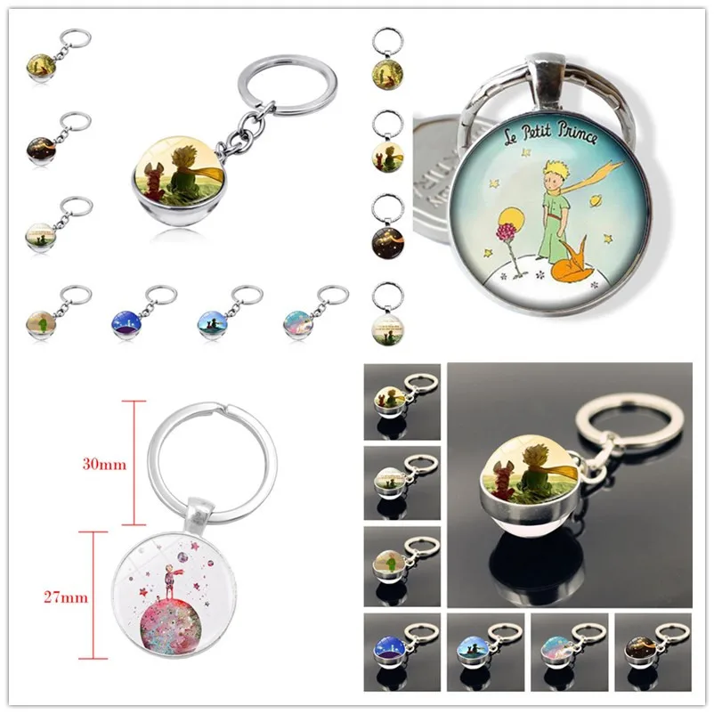 Don't Be a Boring Adult! Le Petit Prince B-612 Planet The Little Price Fox Rose Classical Fairy Tale Glass Ball Douside Keychain