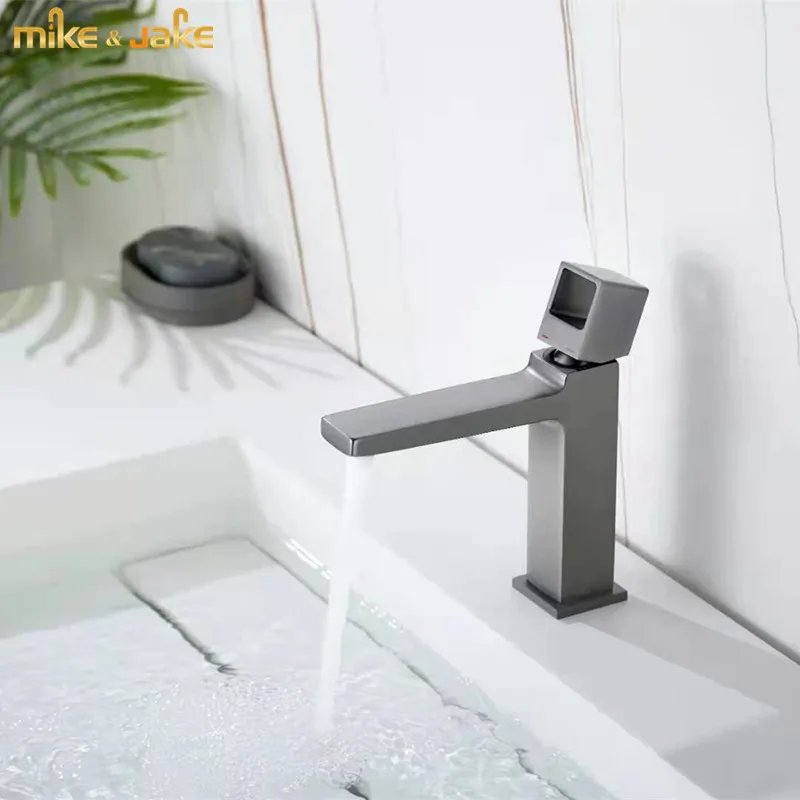 Bathroom gold brush faucet copper brass Frosted gold basin faucet bathroom household creative wash basin mixer water crane tap