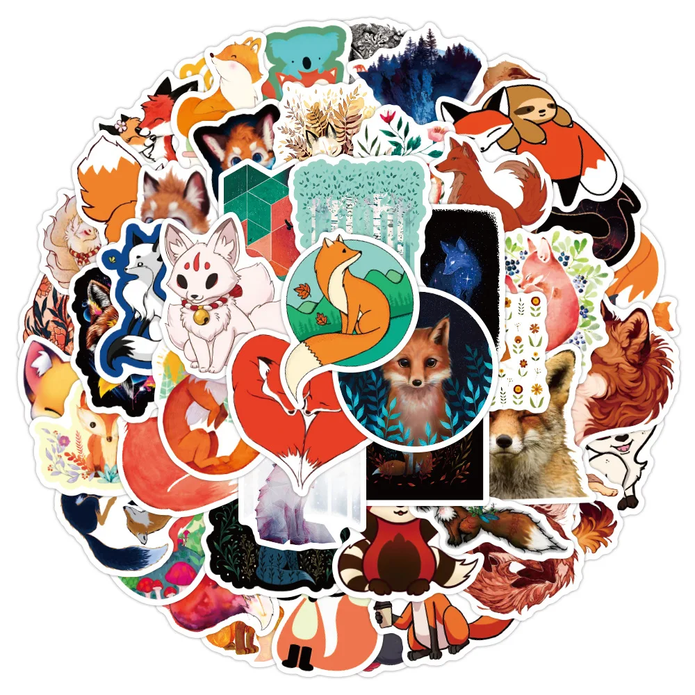 10/30/50PCS Cartoon Kawaii Fox Vulpes Graffiti Stickers Aesthetics Laptop Guitar Phone Bottle Waterproof Sticker Decal Kid Toy