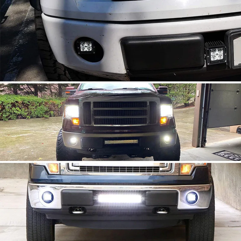 سيارة المخفية الوفير LED ضوء العمل مصباح الضباب تصاعد قوس لفورد F150 2006-2014 النهار تشغيل ضوء جبل