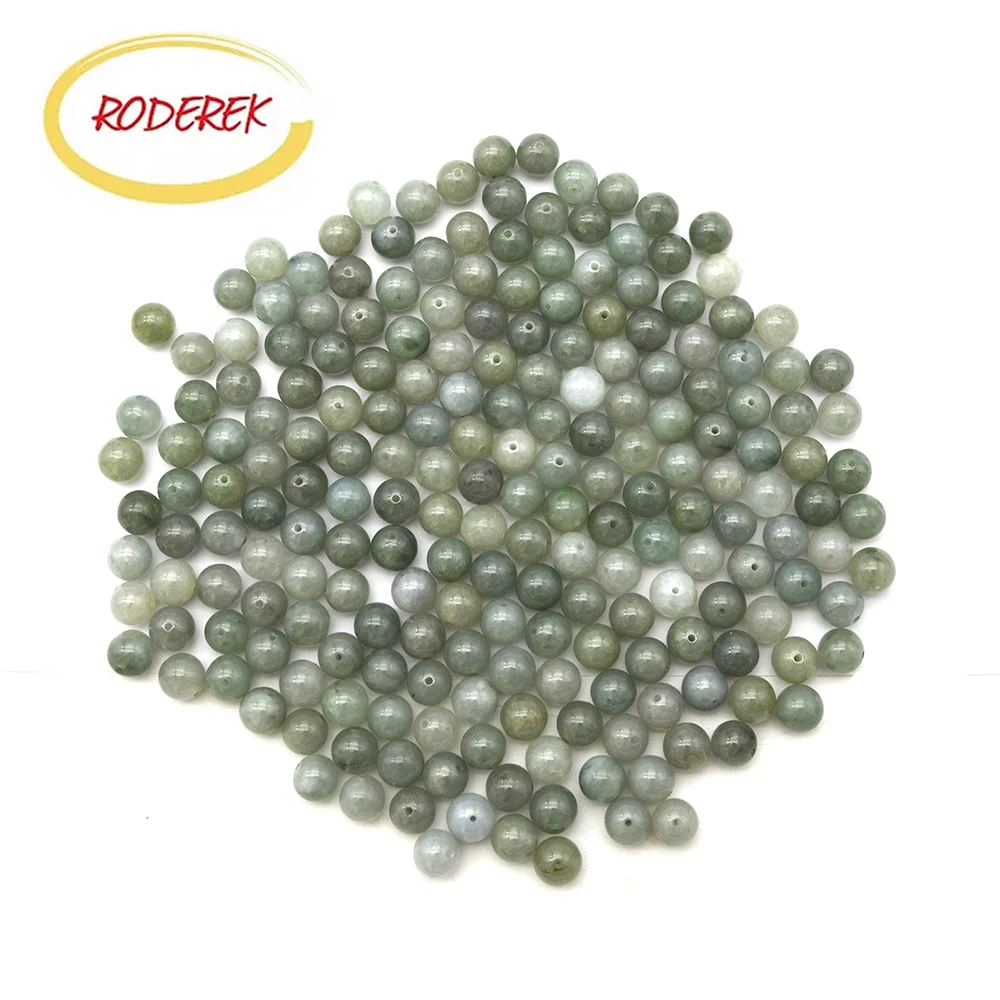 Roderek 10mm Loose Jade Beads with Holes to Make Jadeite Bracelet  For Your Love Emerald Jadeite Loose Beads