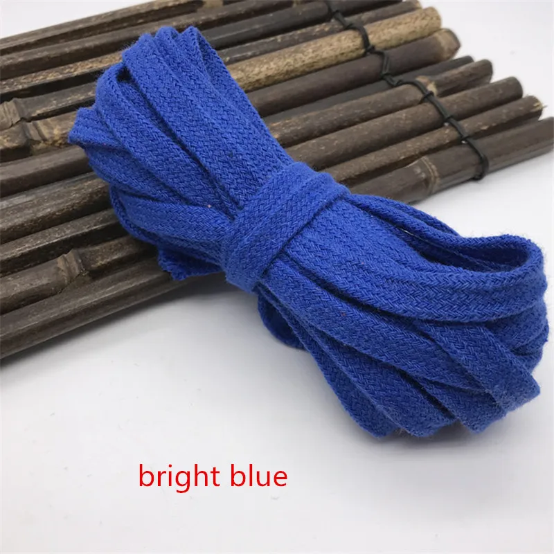 10 mm * 10M Colored Cotton Braided Rope Hollow Flat Twisted Cord Sports Belt DIY Sewing Tape Rope Shoes Hat Decoration 14 colors