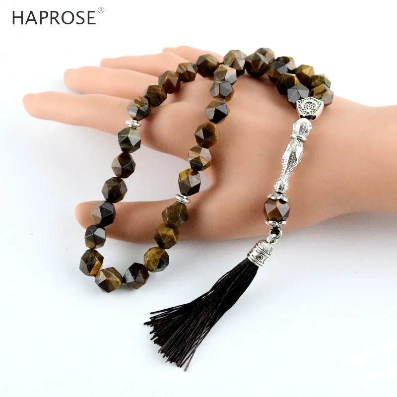 8mm New Design Tiger Eye Stone Beaded Bracelet 33 Prayer Beads Islamic Muslim Tasbih Allah Mohammed Rosary Bracelets