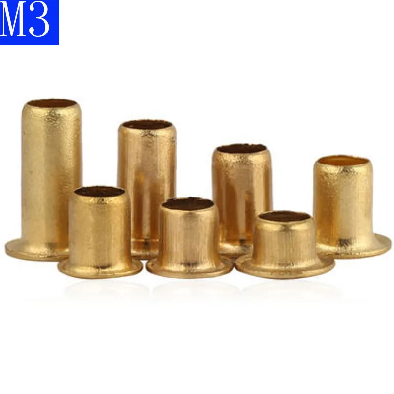 M3  Copper Brass Vias Rivet Nuts Through Hole Rivets Hollow Grommets 3mm DIN 7340 GB 876