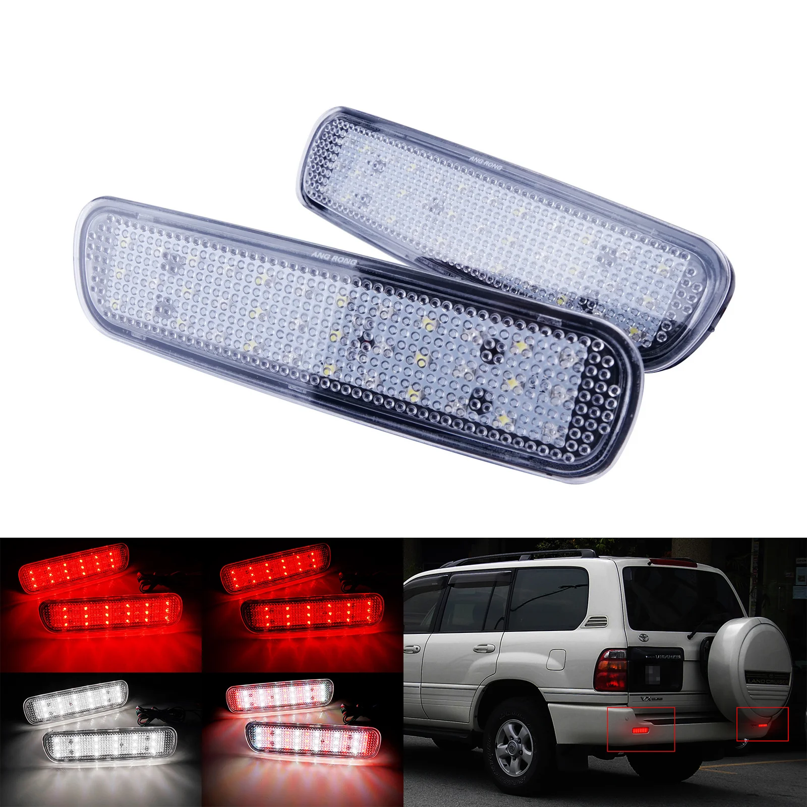 Clear Lens LED Rear Bumper Reflector Brake Light For Land Cruiser Cygnus Lexus LX470