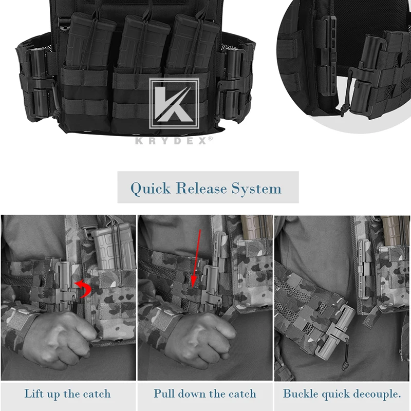 KRYDEX-conector Universal de hebilla de Extracción rápida MOLLE, montaje táctico de liberación rápida, para JPC, CPC, NCPC, 6094, 420