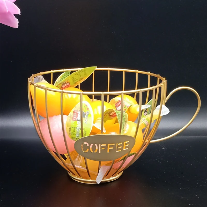 Coffee Pod Holder For Nespresso/Dolce Gusto/K-Cup Capsule Storage Basket Iron Art Hollowed Basket Vintage Coffee Holder