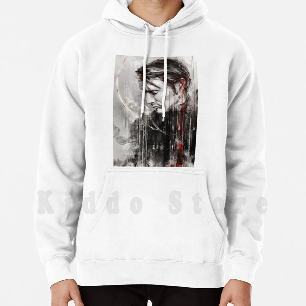 Mm Speed Painting Hoodies Long Sleeve Mads Mikkelsen Hannibal Portrait Speed Paint Wisesnail