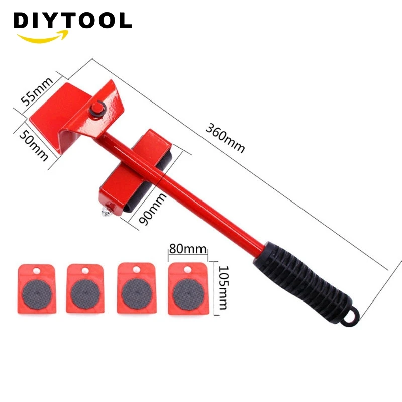 Dropshipping Furniture Mover Set Furniture Mover Tool Transport Lifter Heavy Stuffs Moving Wheel Roller Bar Hand Tools 5 Pcs Set