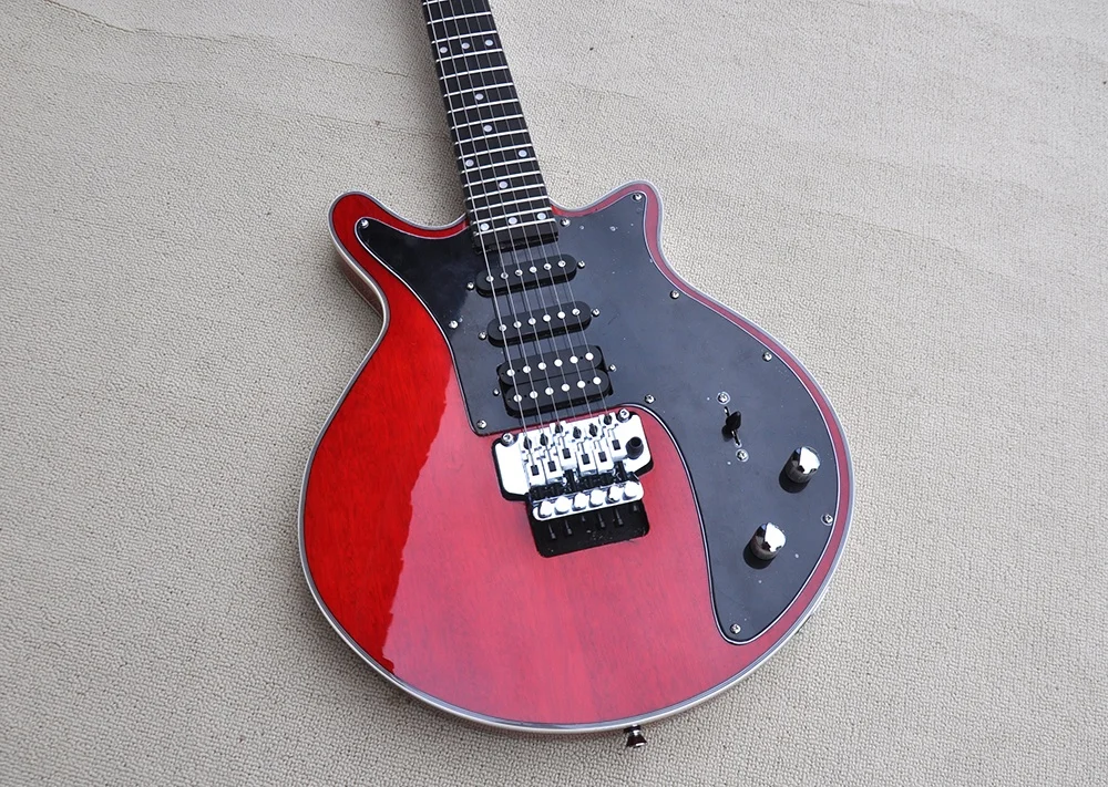 Special shape Red body  Electric Guitar Rosewood Fingerboard,Chrome Hardware,Black pickguard,Provide customized service