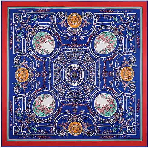 Luxury Brand Square Silk Scarf New Geometric Maze Design Winter Scarf Fashion Shawls Wrap 130*130cm Ladies Silk Scarves