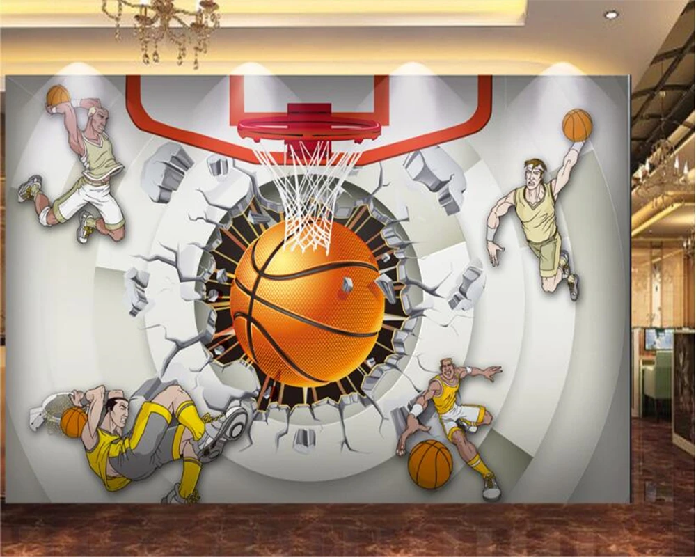 WELLYU 2018 New 3D creative personality wallpaper Basketball Hall athletes cool tooling backdrop papel de parede 3d wallpaper3D