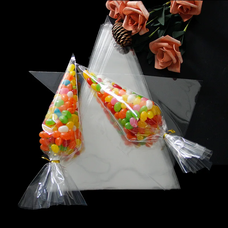 Candy Bag Wedding Favors Birthday Party Decoration Sweet Cellophane Transparent Cone Storage