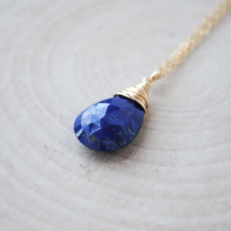 Waterdrop Lapis Lazuli Pendant Necklace