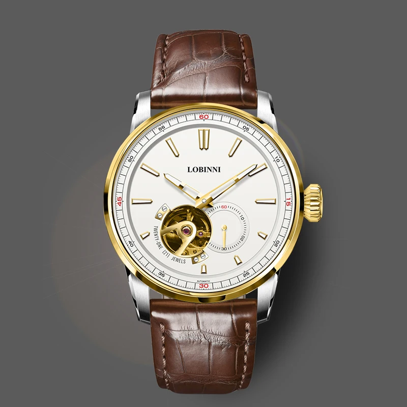 Lobinni Элитный бренд MIYOTA Механизм Мужские часы со скелетом Светящаяся стрелка Деловые мужские часы Водонепроницаемые часы из нержавеющей стали