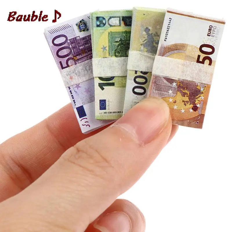 20 قطعة/المجموعة/المجموعة 1/12 دولارات صغيرة دمية جيب اليورو محاكاة لعبة الأوراق النقدية نموذج مصغر مصغرة الملحقات