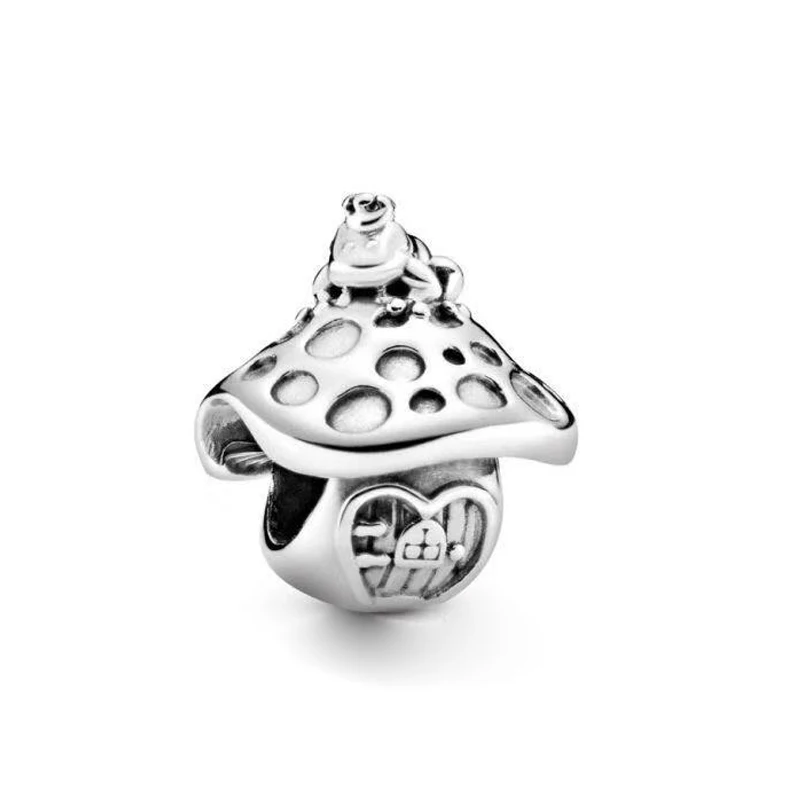 

Authentic 925 Sterling Silver Bead Charm Mushroom & Frog Charm Fit Pandora Original Bracelets Women Diy Jewelry