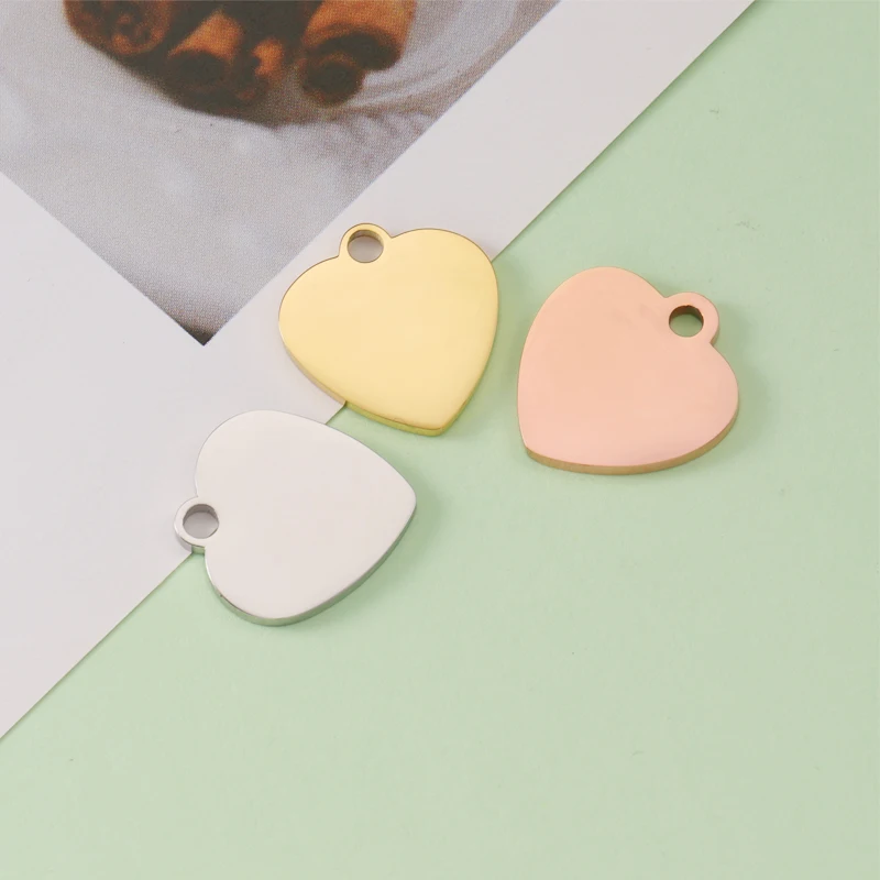 Fnixtar Mirror Polished Stainless Steel Love Heart Stamping Blanks Tags Charm Pendant Jewelry For Women DIY 17*16mm 20piece/lot