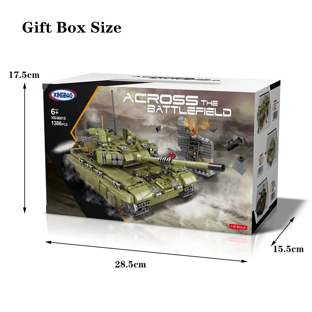 Gift Box The WW2 Military high-tech XB06042 Armored Vehicle Main Battle Tank Building Blocks Toys Weapon Figures Bricks Birthday