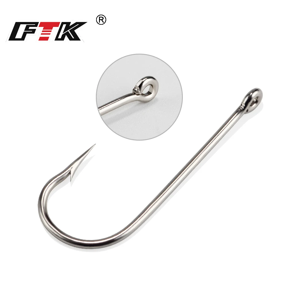 FTK 100pcs/box High Carbon Stainless Steel Barbed Carp Fishing Hooks 10#-20# Original Box Fishing Hook Tackle Fishing Tools