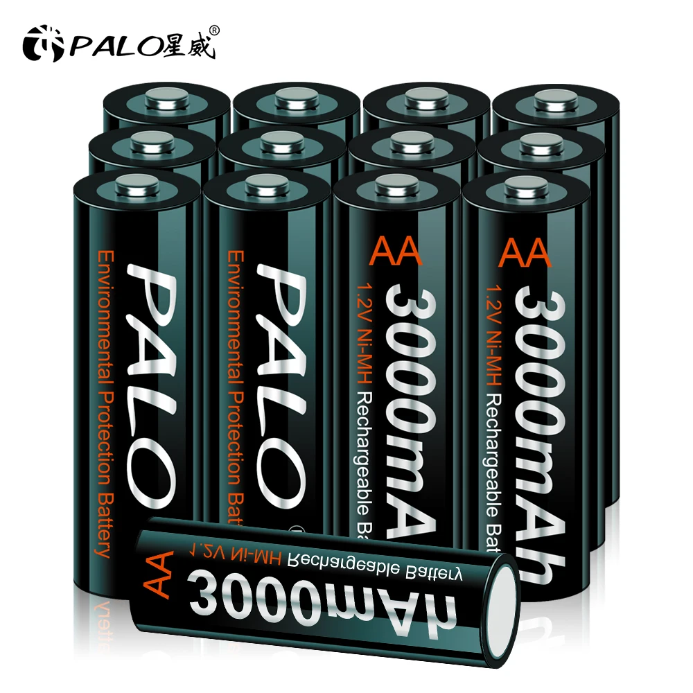 PALO 1.2V AA Rechargeable Battery 3000mAh AA Low Discharge Ni-MH Batteries For Electric Toy Car Alarm Clock Remote Control Mouse