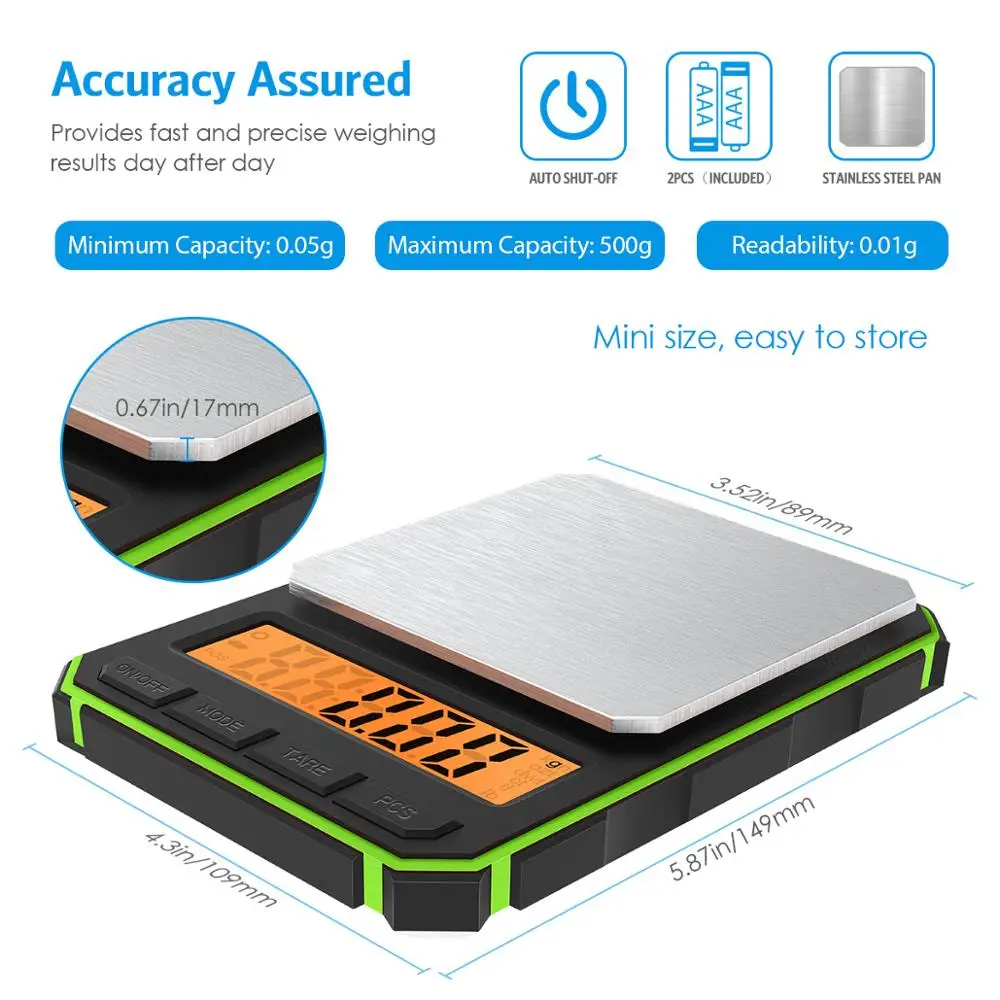 Kitchen Mini Scales 500*0.01g High Precision Digital Display Electric Scale For Jewelry Balance Kitchen Food Weighing