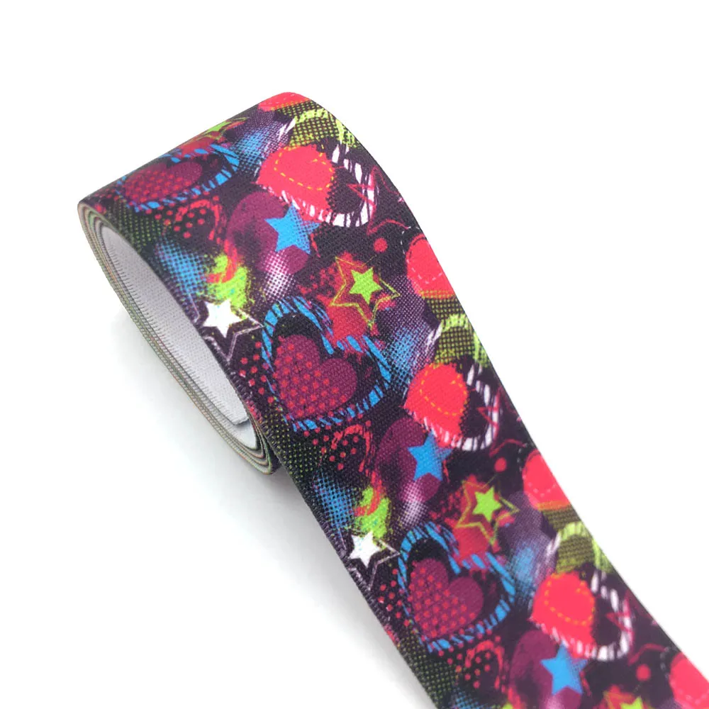 25mm 38mm 1 Meter/Lot Love Heart Print Garment Waist Strong Elastic Webbing DIY Apparel Band Bags Strap Sewing Accessories