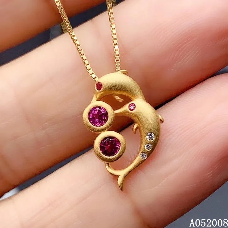 

KJJEAXCMY fine jewelry 925 pure silver inlaid natural garnet girl new Pendant Necklace elegant clavicle chain support test