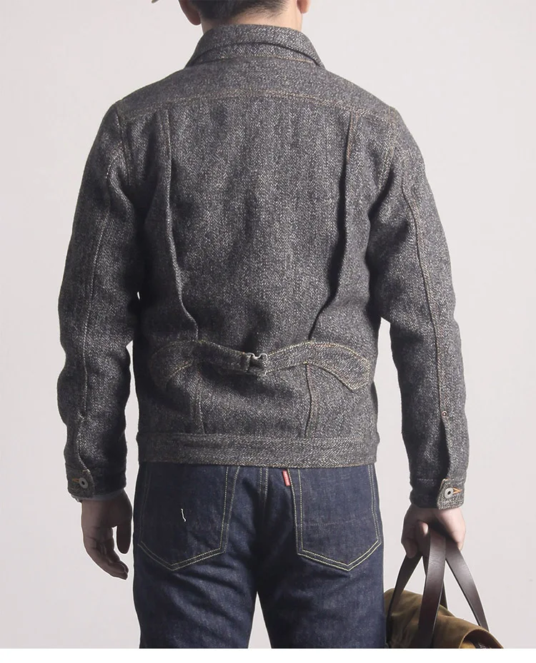 WT-0002 Asian Size Washed Hand-Made Man\'s Vintage Super Heavy 500GSM Wool Casual Stylish Jacket