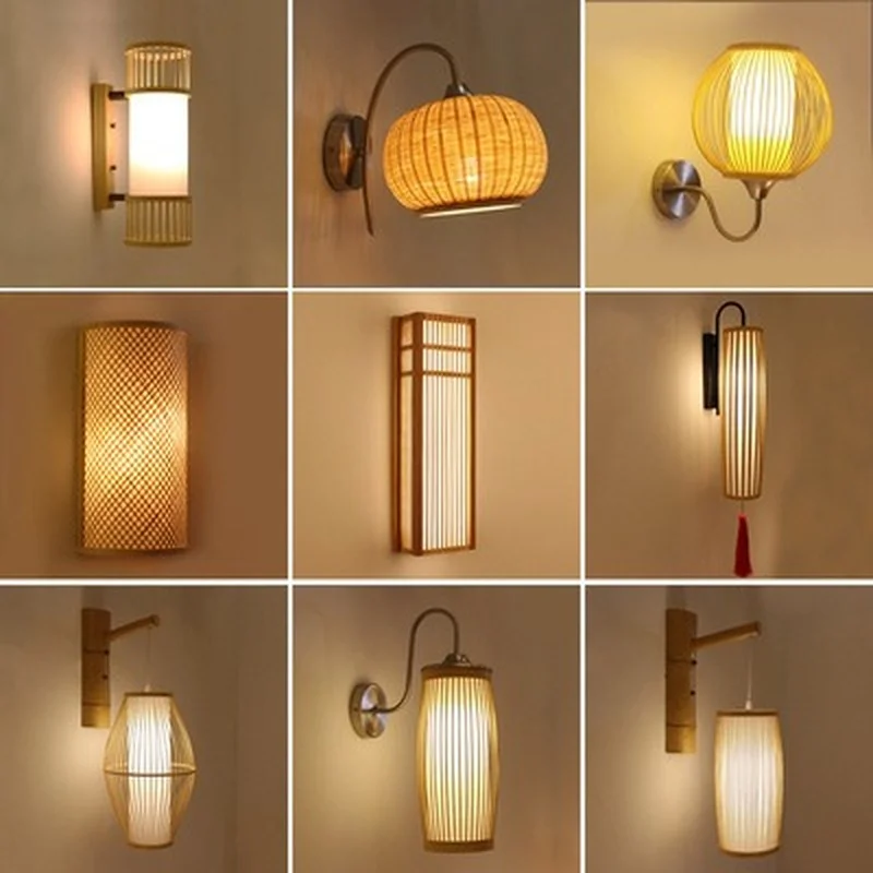 

Bamboo wood wall decoration light bedroom bedside corridor aisle staircase log led lamp new Zen creative hotel wall sconce lamp