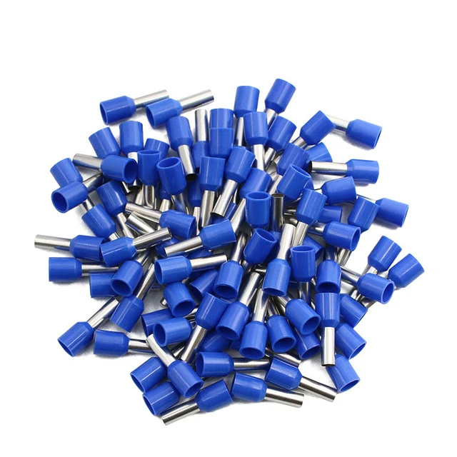 100pcs/Pack E0508 E7508 E1008 E1508 E2508 Insulated Ferrules Terminal Block Cord End Wire Connector Electrical Crimp Terminals