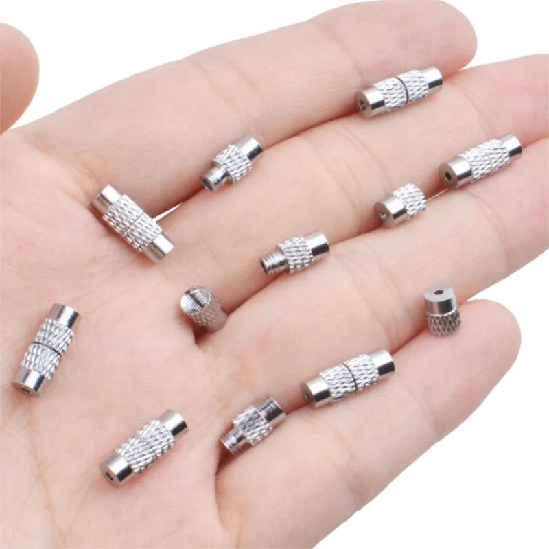 20pcs 12x4mm Brass Screw Clasps Barrel Clasps Cord End Caps Jewelry End Tips Connectors for Bracelet Necklace Making Accessories