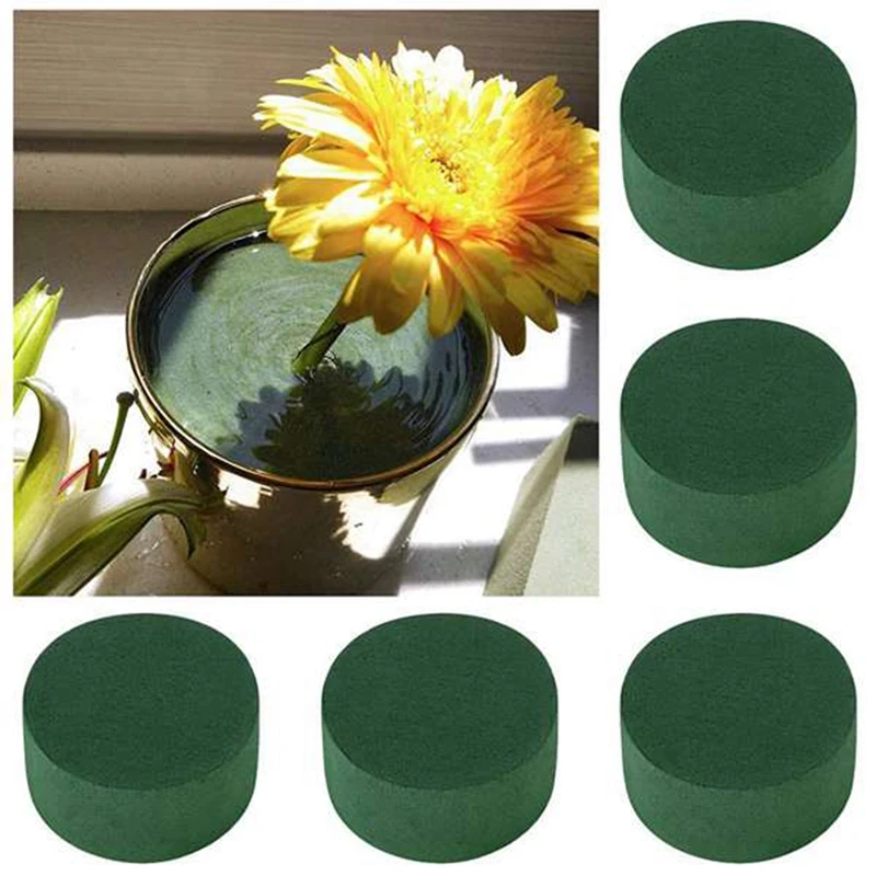 10Pcs Wedding Aisle DIY Craft Floral Arrangement Water-Absorbing Home Garden Green Flower Foam Fresh-Keeping Round Brick