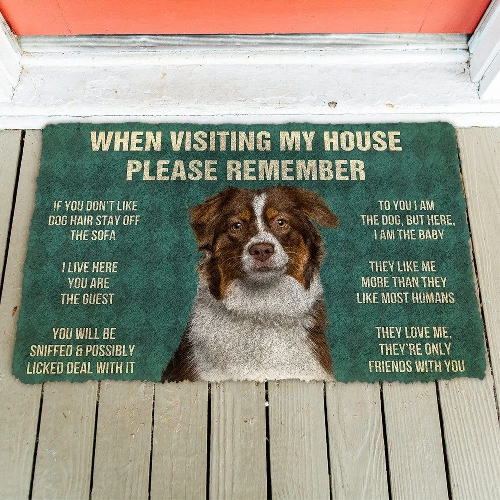 

CLOOCL Please Remember Australian Shepherd Dogs House Rules Doormat Print Animal Cat Floor Door Mat NonSlip Soft Flannel Carpet