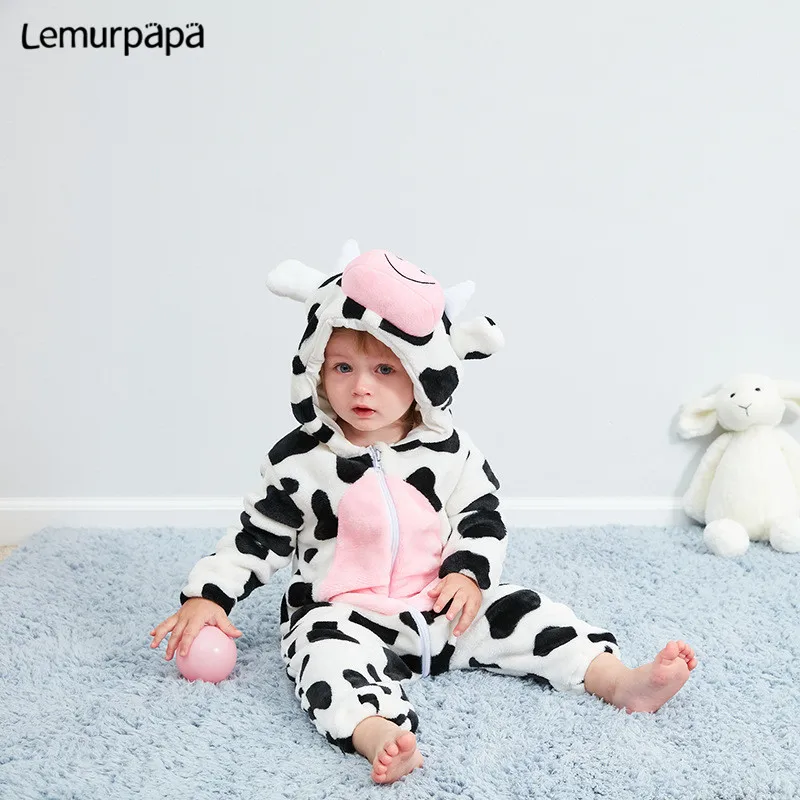 Animal Pink Pig Kigurumis Infant Romper Onesie soft Warm Baby Clothing Cute Baby Boys Girls Onesies kids Outfit Costume