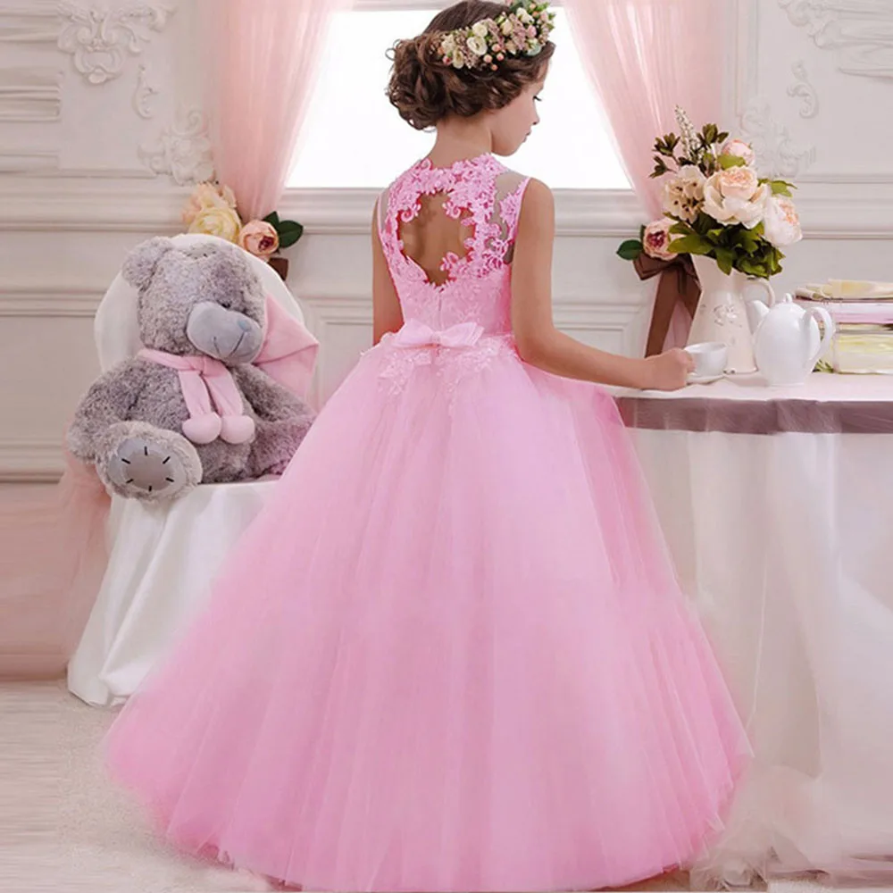 Vestido de flores para niñas, de encaje para ropa elegante banquete de boda, princesa para niños