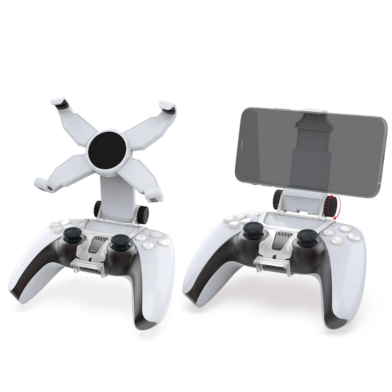 Mobile Phone Bracket Clip Cell Phone Clamp for PlayStation 5 PS5 Wireless Controller Gamepad with Rotating Mobile Phone Holder