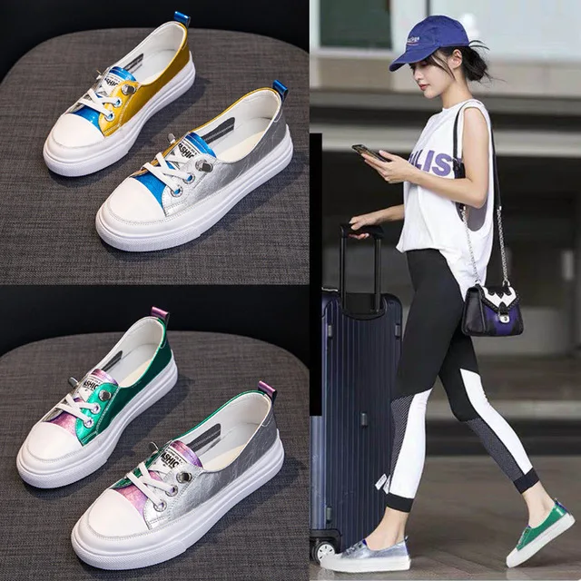 Large size 42 New Spring Autumn Lace-up Leather White Shoes Women's Casual Sneakers Shallow Mouth Woman Single Shoes