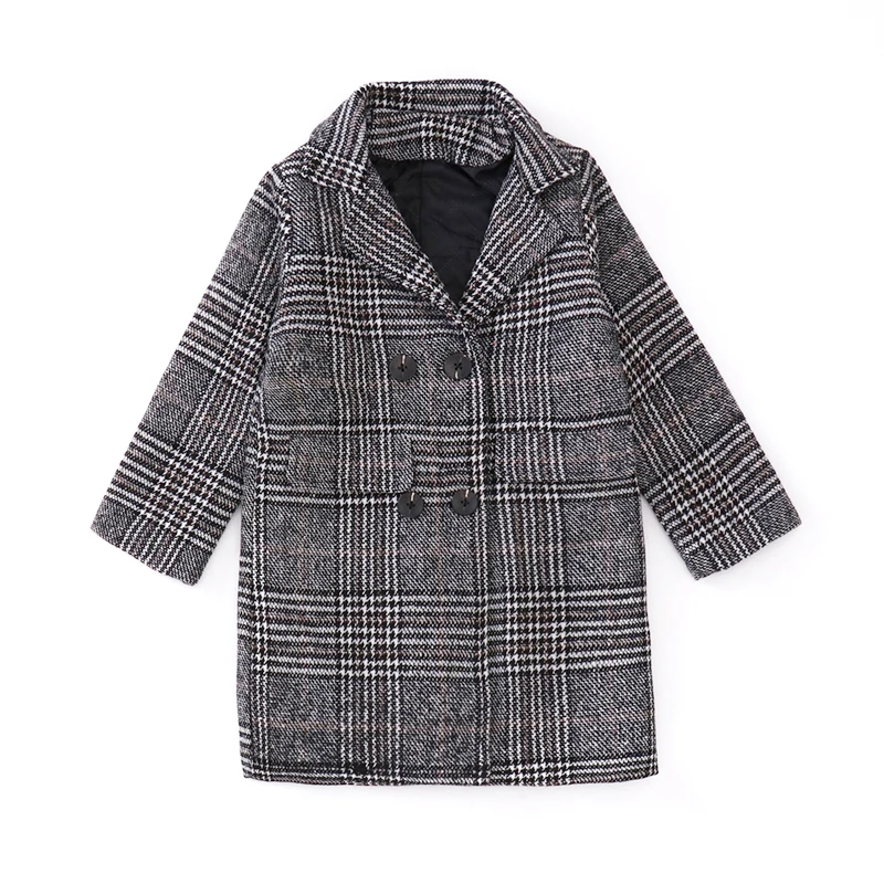 Girls Winter Coat Thick Woolen Jacket For Girls Fashion Plaid Kids Outerwear Autumn England Teenage Clothes For School Girls