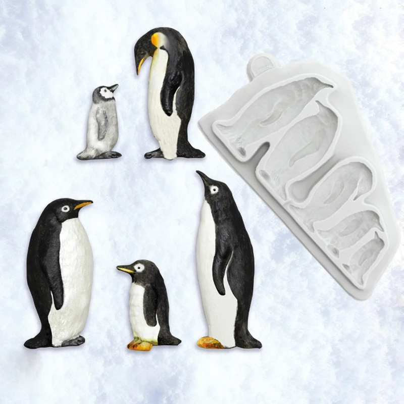 Penguin Family Silicone Mold Fondant Cake Decoration Tools Mould Sugarcraft Chocolate Baking Tool For cake Gumpaste Artwork Form