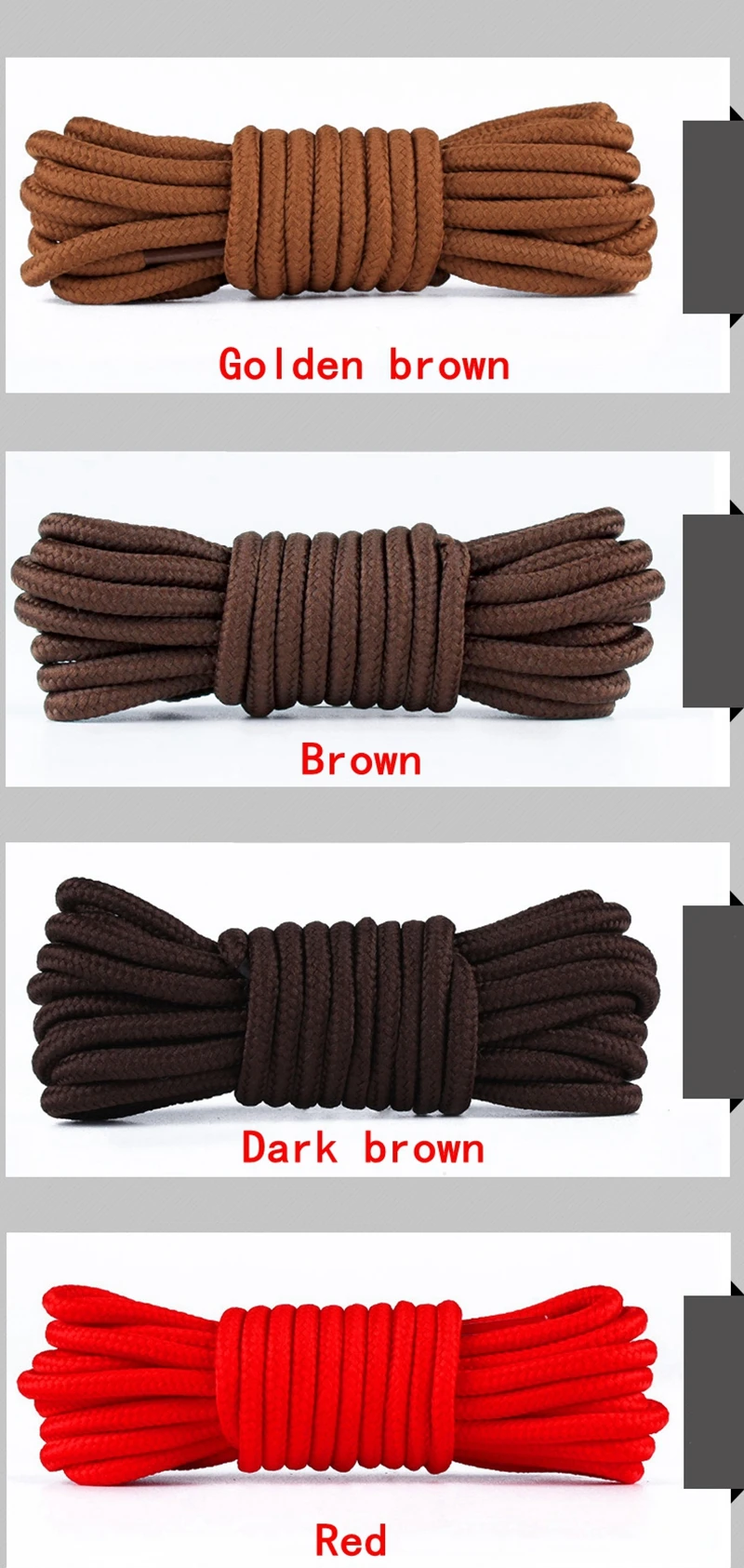 Runde Schnürsenkel, klassisch, hochwertig, schwarz, für Outdoor-Freizeitschuhe, Bergsteiger-Sneaker, Polyester-Schnürsenkel – Detail 9
