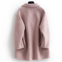 2020 Wool Coat Female Spring-fall Alpaca Jacket Pink Coat Korean Oversized Coats and Jackets Women B18Y05429-Z KJ2391