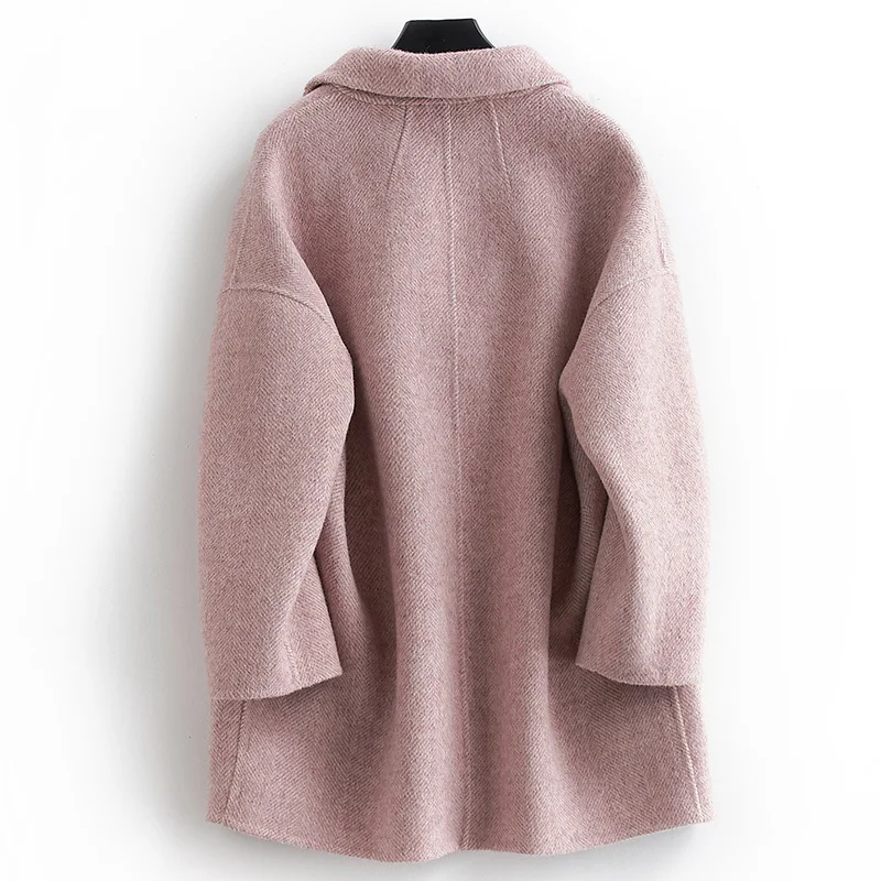 2020 Wool Coat Female Spring-fall Alpaca Jacket Pink Coat Korean Oversized Coats and Jackets Women B18Y05429-Z KJ2391