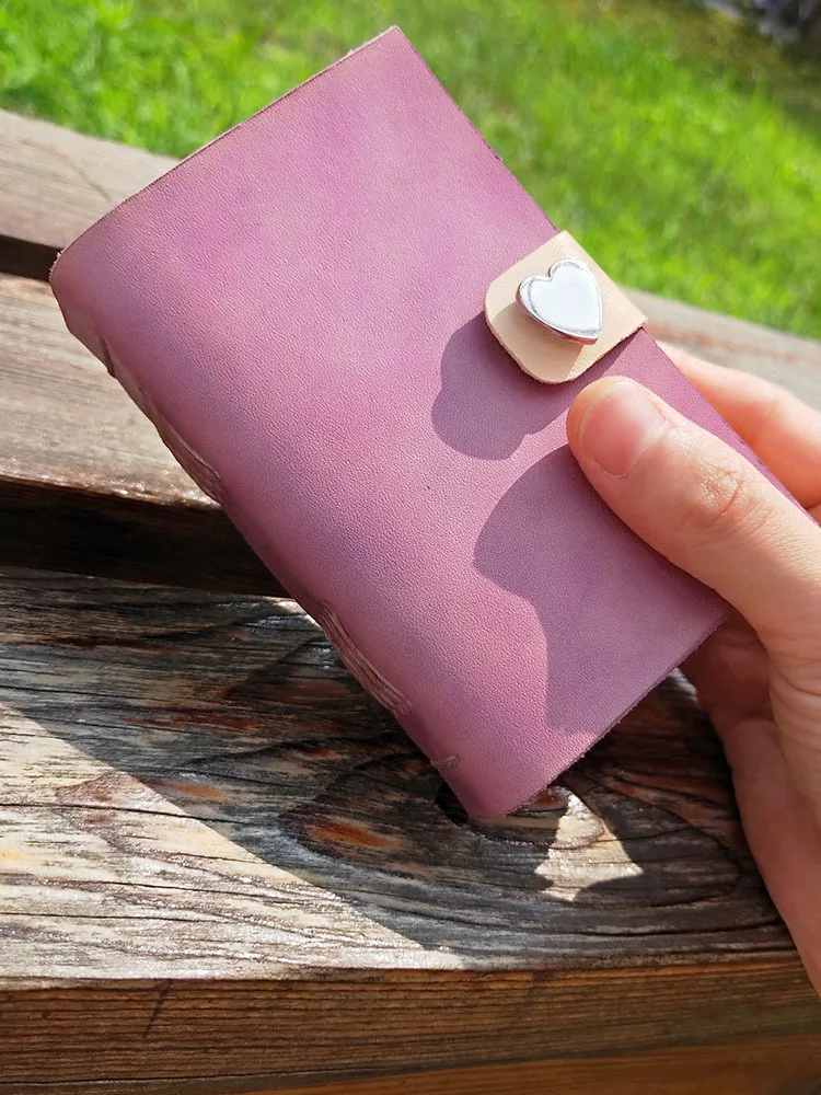 Pure Handmade  A7 Size Vegetable Tanning Cowhide Leather  Notebook For Lady, Lady Hand Book