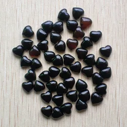Wholesale 50pcs/lot Fashion natural black onyx heart shape cabochons beads 10mm for jewelry Accessories making free shipping