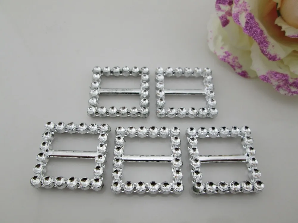 10pcs Square Rhinestone Plastic Buckle For Craft 17mm