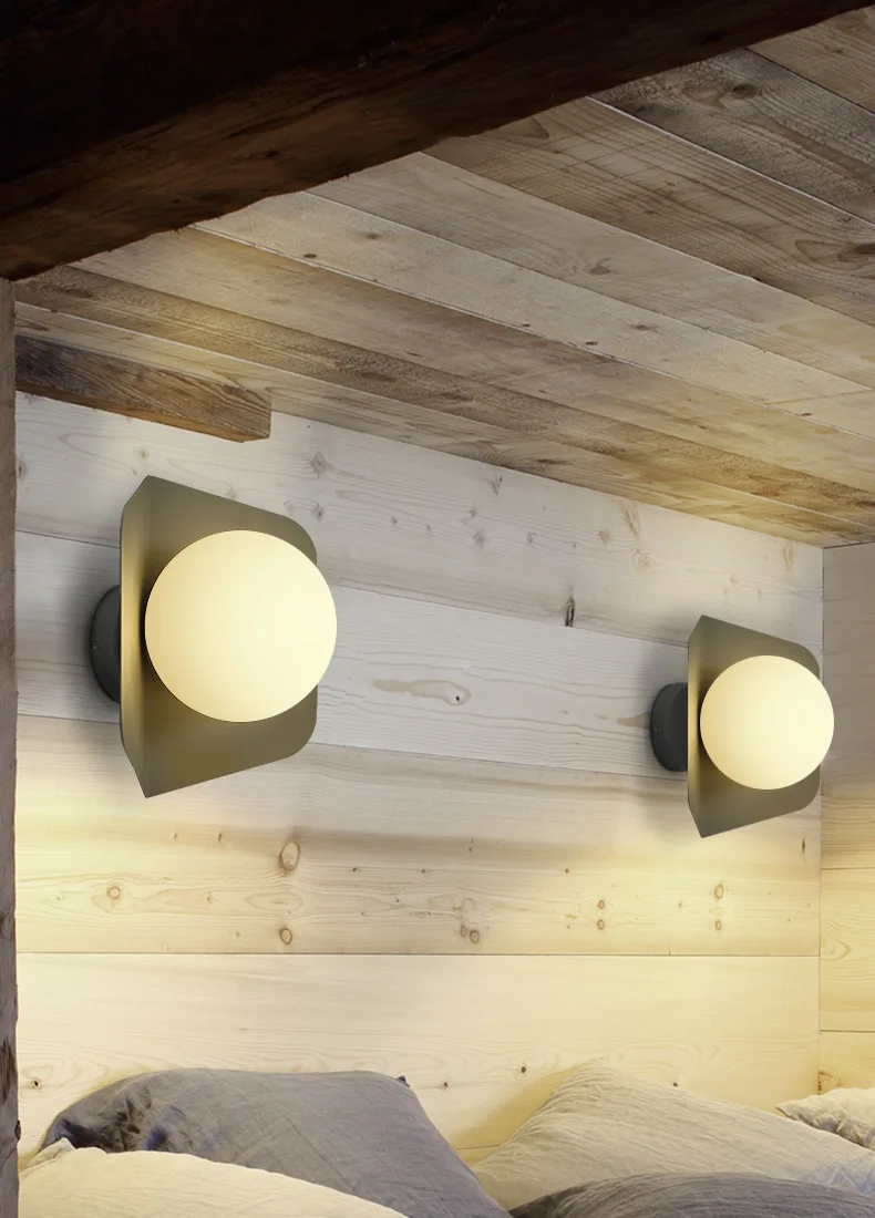 Modern Glass Ball Wall Sconce Light Fixture Lighting Restaurant Decoration Lamp Luminaire Aisel Corridor Creative Nordic Bedroom