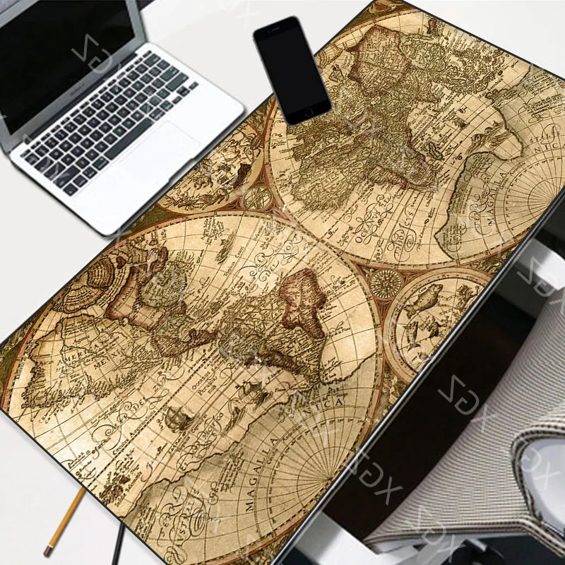 Yuzuoan XL Mouse Pad Gaming Computer Player Large World Map Mouse Accessory Pad 900x400 Keyboard PC CS GO Table Retro Durable